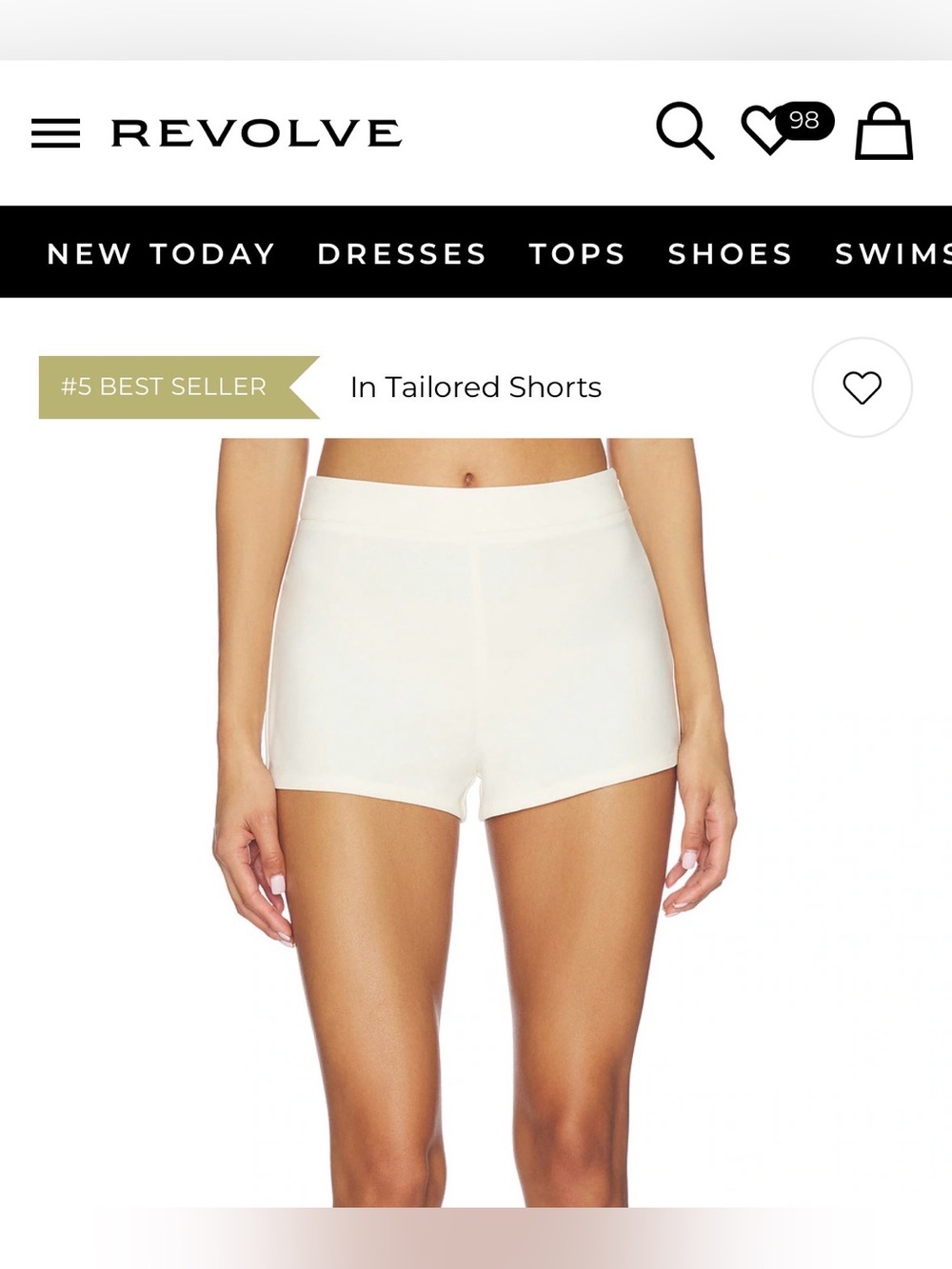 Revolve Cream High-Waist Tailored Shorts